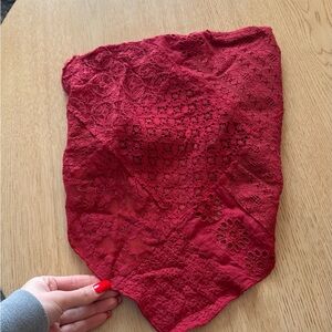 Free People Red Lace Bandanna Top
